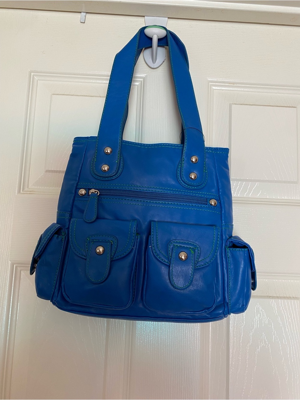 Blue Multi-Pocket Shoulder Bag - Women